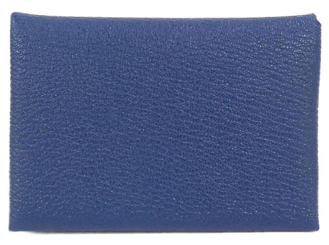 Hermès Hermes Calvi Duo Coin Purse Blue Navy blue