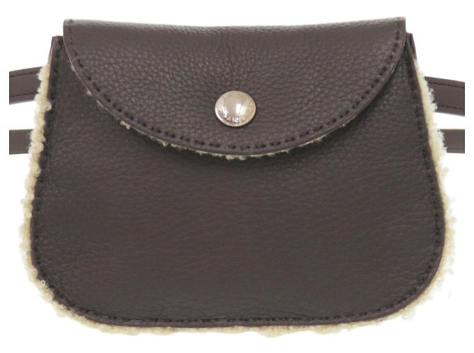 Hermès Pochete Hermes Neige em couro taurillon Clemence e mouton Marrom