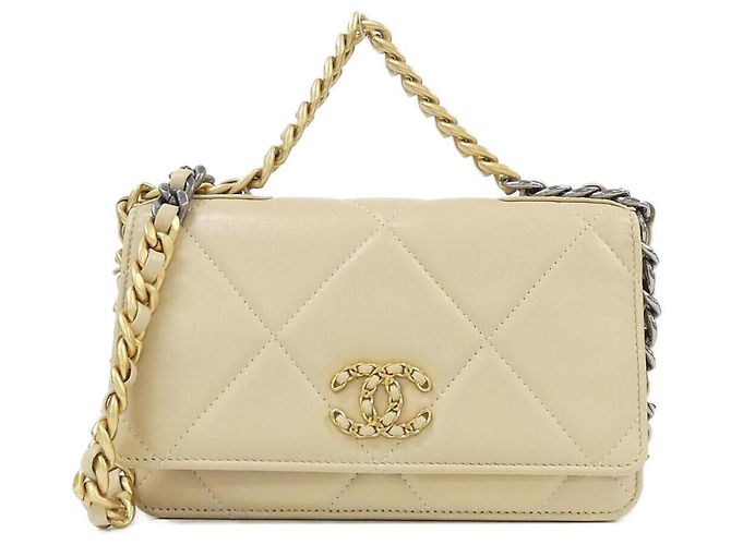 Chanel 19 Chain/Shoulder Wallet Beige