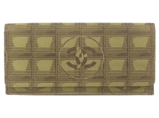 Chanel Travel Line Bi-Fold Long Wallet Khaki
