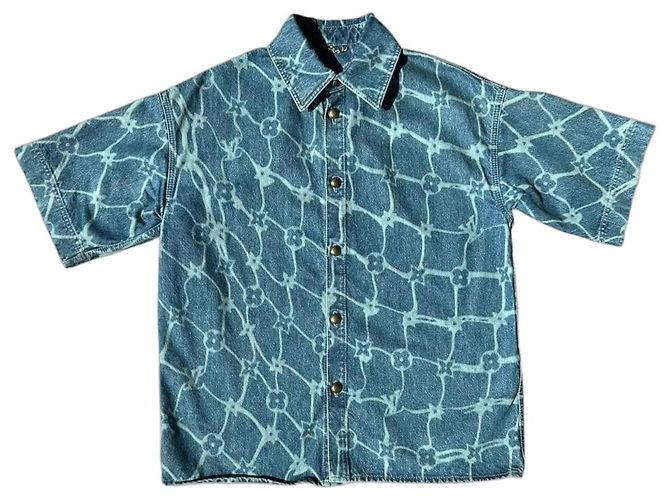Camicia in denim Louis Vuitton Monogram Blu