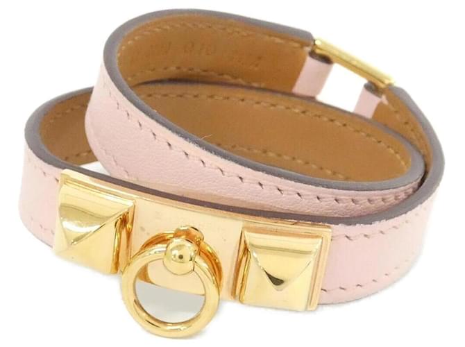 Hermès Bracelet Charm Hermes Rivale Double Tour Rose Doré 
