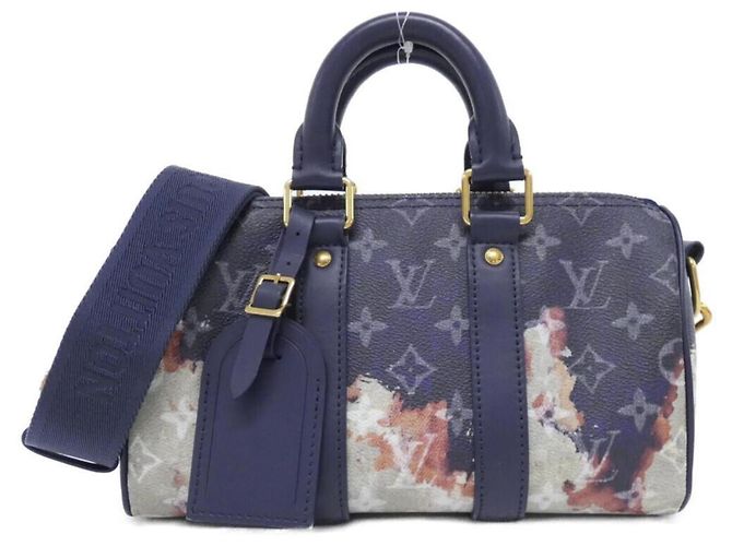 Louis Vuitton Monogram Bleach Keepall Bandoulière 25cm Noir Bleu
