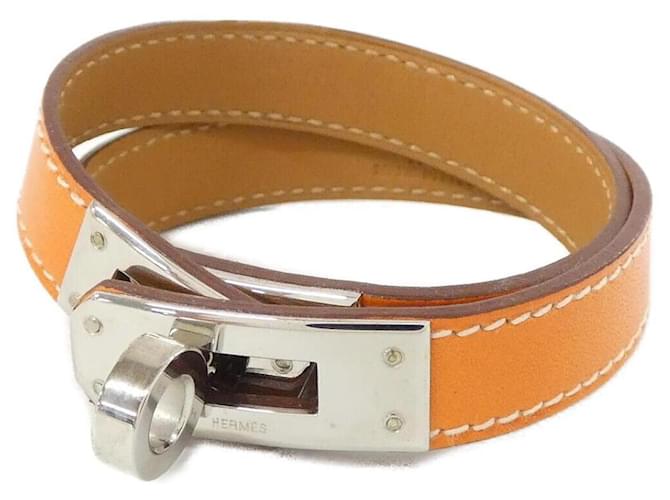 Pulsera Charm Kelly Double Tour Hermès Plata Naranja 