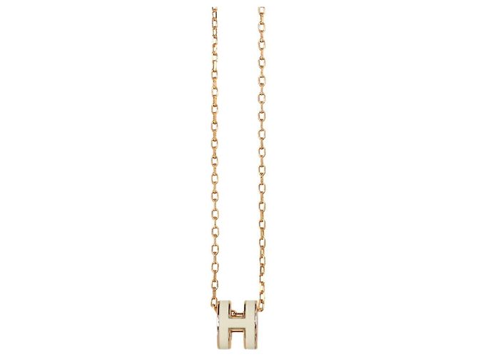 Hermès Colar Hermes Mini Pop H Branco Dourado 