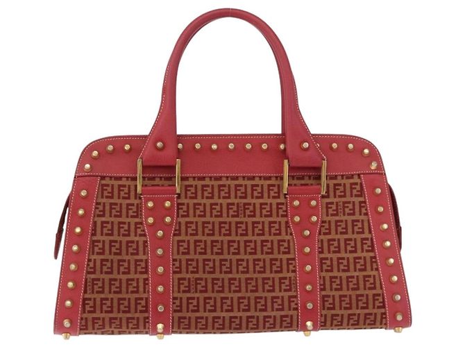 Fendi Studded Handle canvas Rouge
