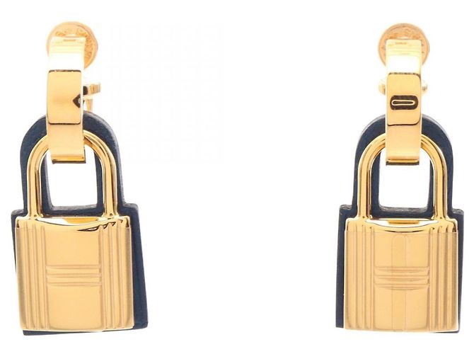 Hermès Orecchini Hermes O'Kelly D-stamp D'oro Blu navy