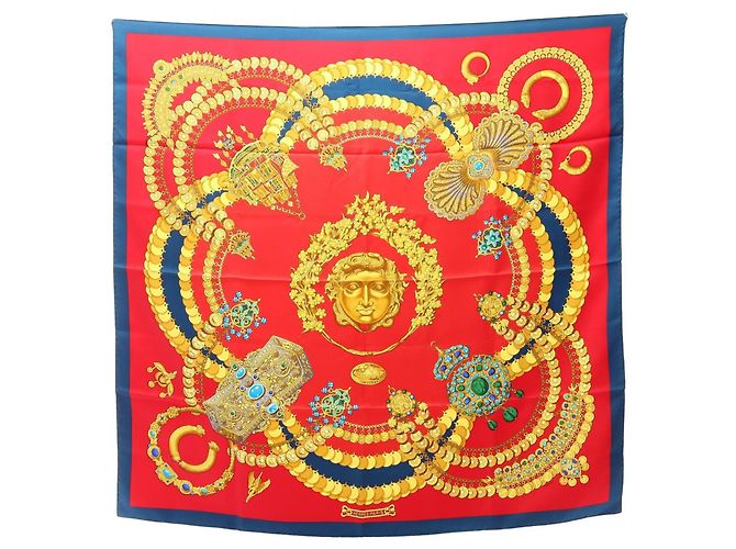 Hermès Sciarpa Hermes Carre 90 Kosmima Rosso Multicolore Giallo