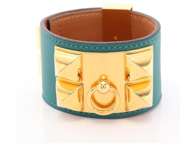 Hermès Hermes Collier de Chien Malachite Bangle Golden Green