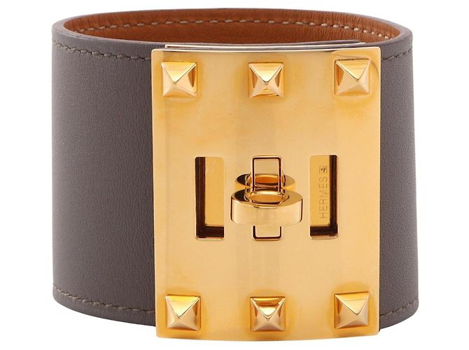 Hermès Pulseira Kelly Dog Extreme Hermes Marrom Dourado