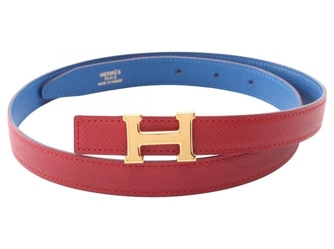 Hermès Hermes Mini Constance Reversible Leather Belt Red Blue
