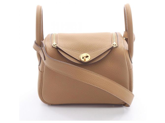 Hermès Bolsa de ombro Hermes Lindy Mini Biscuit Marrom