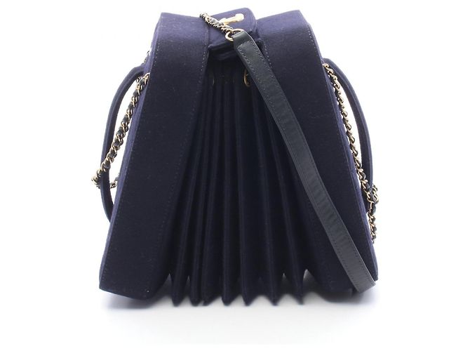 Borsa a Spalla Chanel Accordion Blu navy