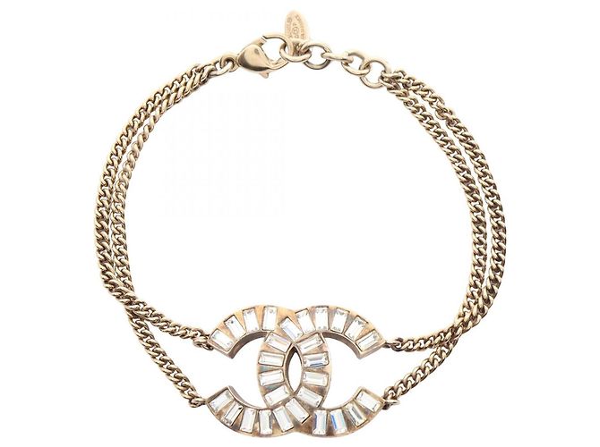 Bracelet à breloques Chanel Coco Mark à double rangée Doré