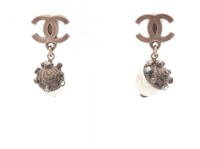 Pendientes Coco Mark Chanel Blanco Dorado
