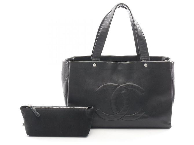 Timeless Chanel Matelassé Large Coco Mark Tote Bag Schwarz
