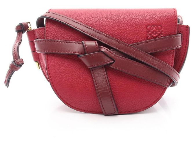 Mini borsa a tracolla Loewe Gate Rosso Bordò 