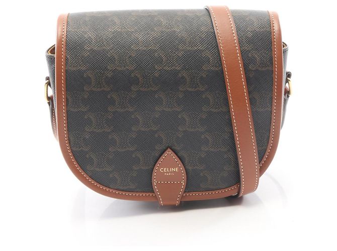 Céline Bolsa Celine Folco Medium Marrom Preto