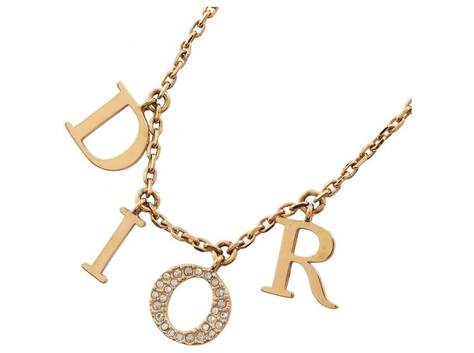 Collana Christian Dior placcata in oro e strass D'oro