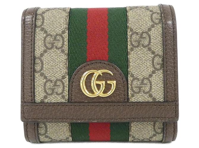 Cartera Bi-Fold Gucci Ophidia Castaño Beige