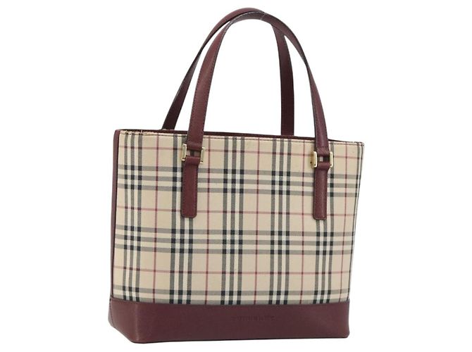BURBERRY Nova Check Handtasche Canvas Beige Gold Auth ep15581 Golden