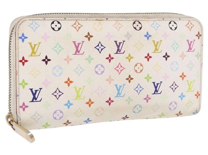 LOUIS VUITTON Monogram Multicolor Zippy Wallet White M60241 LV Auth BA14264 Weiß