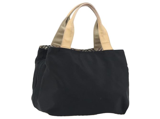 BURBERRY Handtasche Nylon Schwarz Silber Auth hk3932
