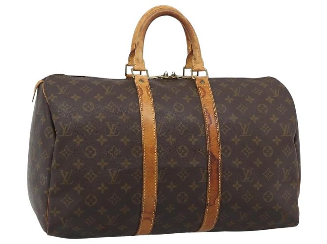 LOUIS VUITTON Monogram Keepall 50 Boston Bag M41426 LV Auth 191008 Monogramma