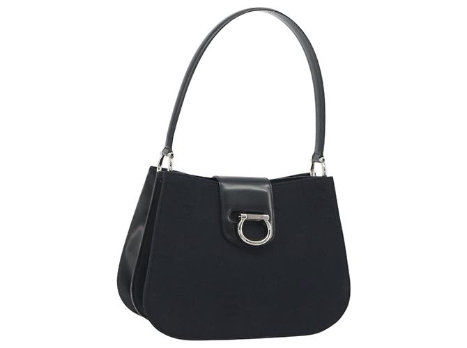 Céline Borsa a tracolla CELINE Canvas Nero Argento Auth ep15292