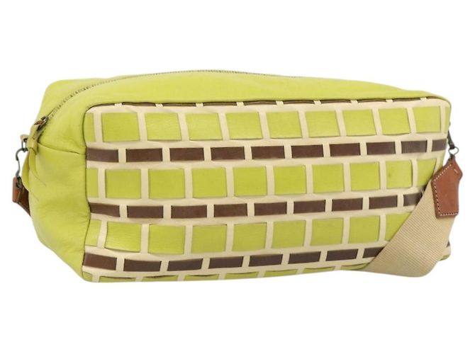 Borsa a Spalla Miu Miu in Pelle Verde Lime Oro Auth BA14150 D'oro