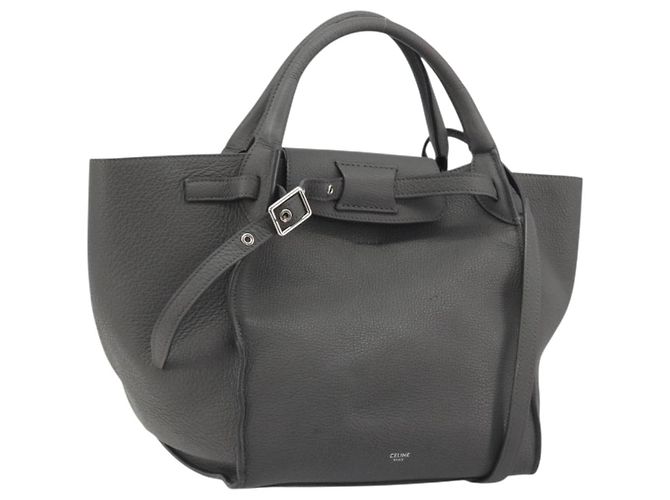 Céline CELINE Big Bag Small Hand Bag Leder 2way Grau Silber Auth ep15408V Braun