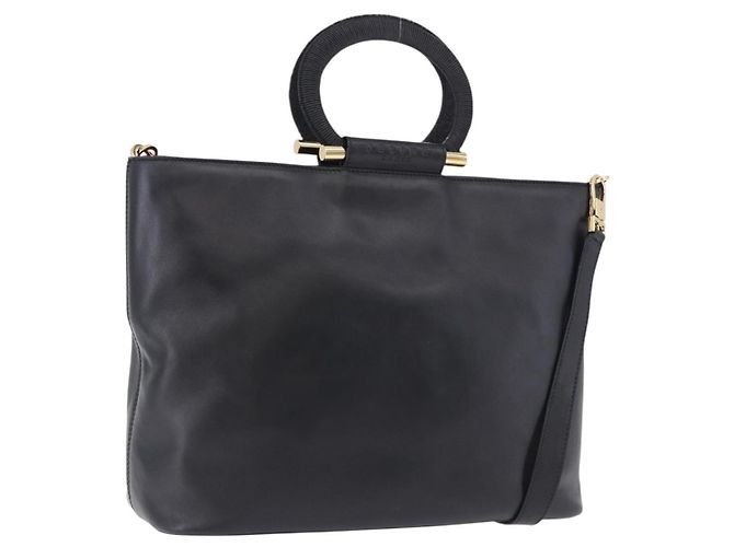 Céline Sac à main CELINE en cuir 2way Noir Doré Auth ka5384V