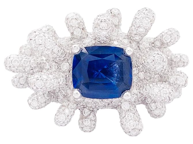Autre Marque Manalys Ring aus Weißgold, Diamanten und Saphir.