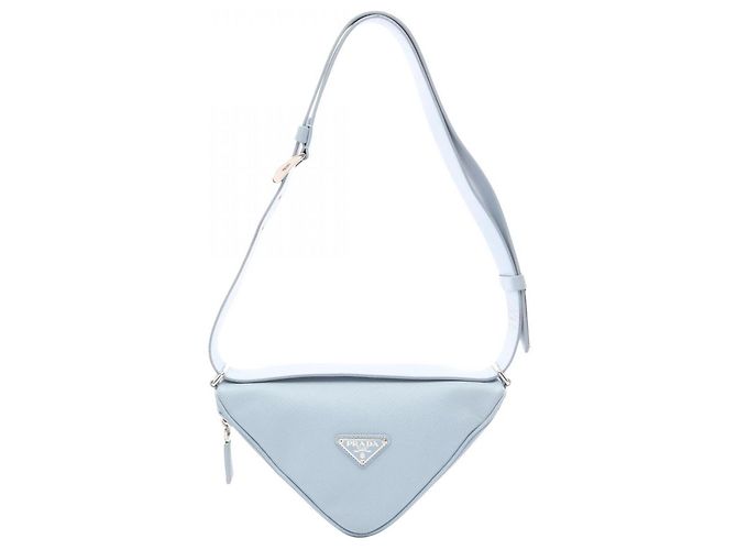 Borsa a tracolla in pelle Saffiano Prada Blu