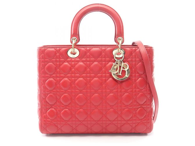Christian Dior Lady Large Cannage 2-Way Handtasche Rot