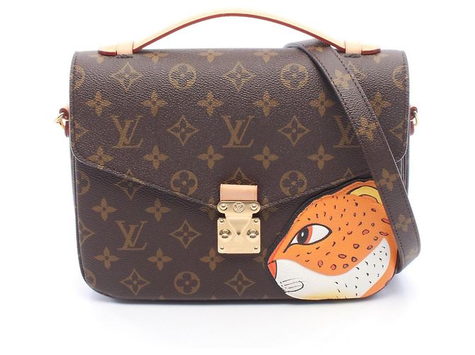 Bolsa de mão 2-Way Louis Vuitton Pochette Metis MM Monogram Tiger Head Marrom Multicor