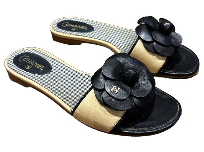 Sandali Chanel Camellia 37 Nero Beige