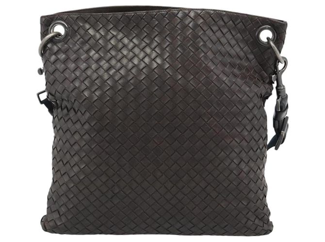 Bottega Veneta Flat Messenger Intrecciato Nappa Medium Marrom