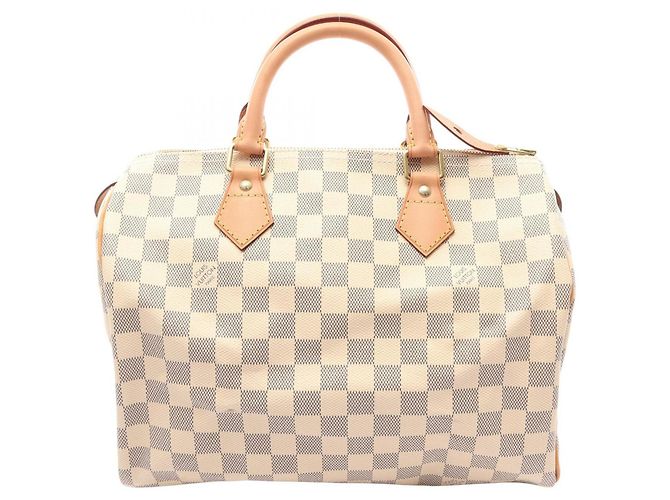 Sac à main Louis Vuitton Speedy 30 Damier Azur Blanc
