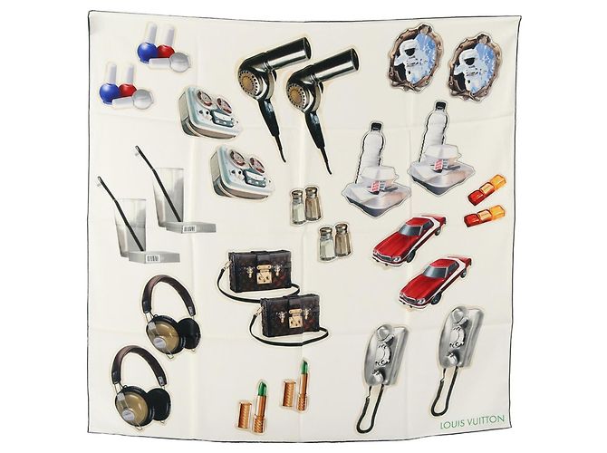Cachecol e lenço Louis Vuitton Stickers Multicor Cru