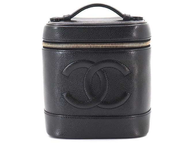 Bolsa de Vanity Chanel em couro de bezerro granulado preto