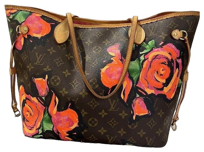 Borsa Louis Vuitton Neverfull MM Stephen Sprouse Marrone Rosa Multicolore