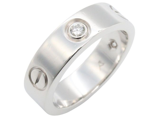 Anel Cartier Love 3PD - Aliança em ouro branco 18K com diamantes Prata