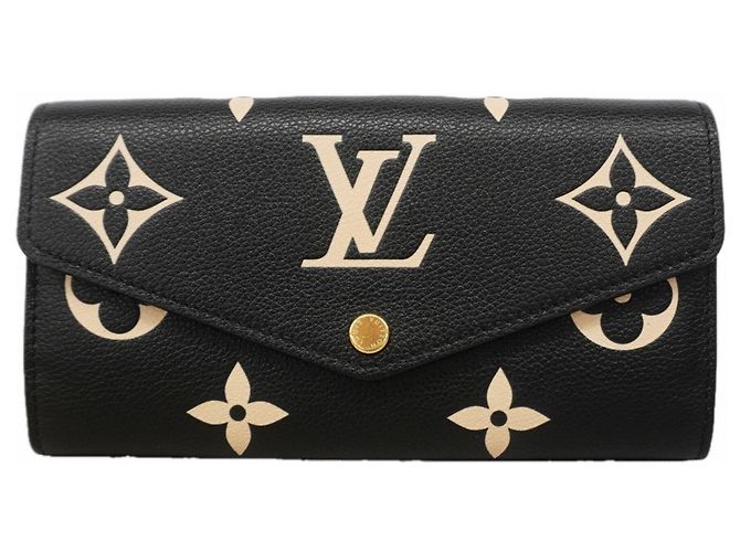 Sarah Louis Vuitton Monogram Empreinte Bicolor Long Wallet Schwarz Beige