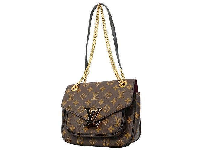 Borsa a tracolla Louis Vuitton Monogram Passy Marrone Nero