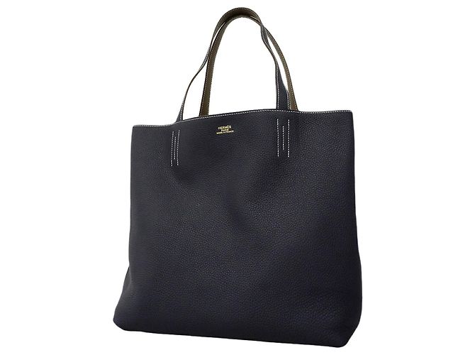 Hermès Sac cabas Hermes Double Sens Bleu Taupe
