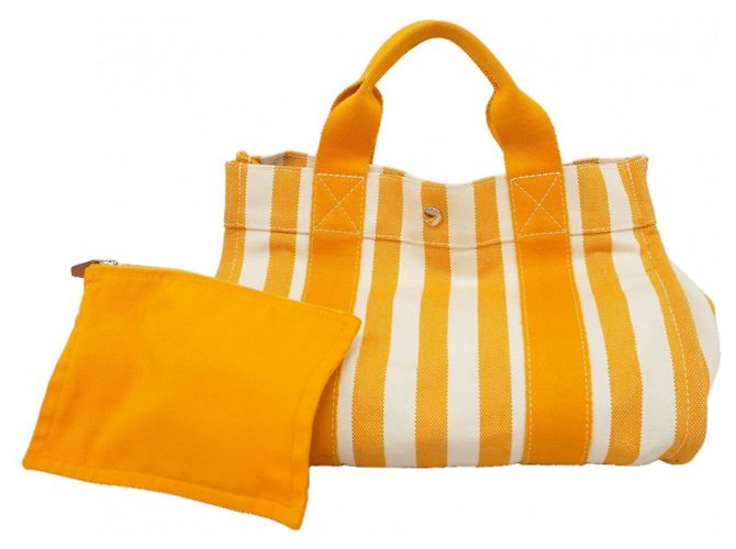 Hermès Bolsa de lona Hermes Cannes PM Laranja