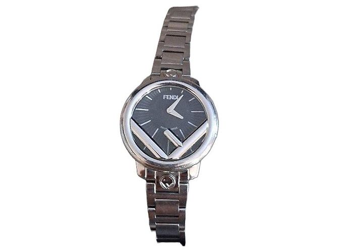 Fendi Damen Uhr Edelstahl Schwarz Silber Hardware