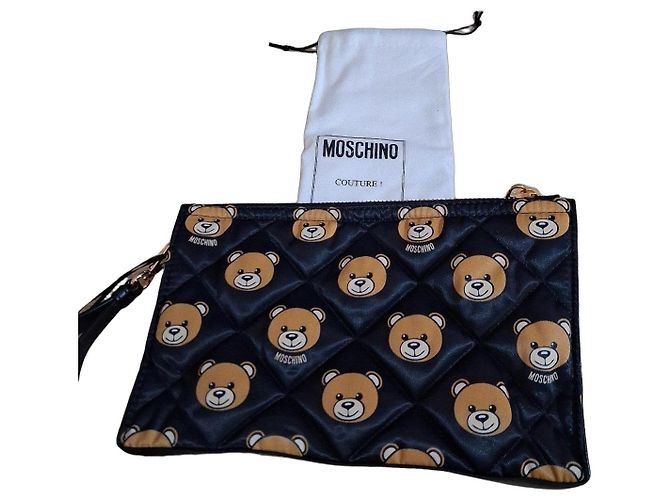 Moschino Pochette Teddy Bear em couro acolchoado Preto