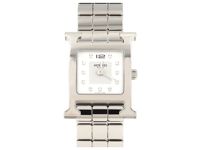 Hermès H Uhr HH1.210 Edelstahl Silber